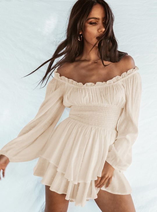 Ria | Elegant Off Shoulder Dress with Sleeves
