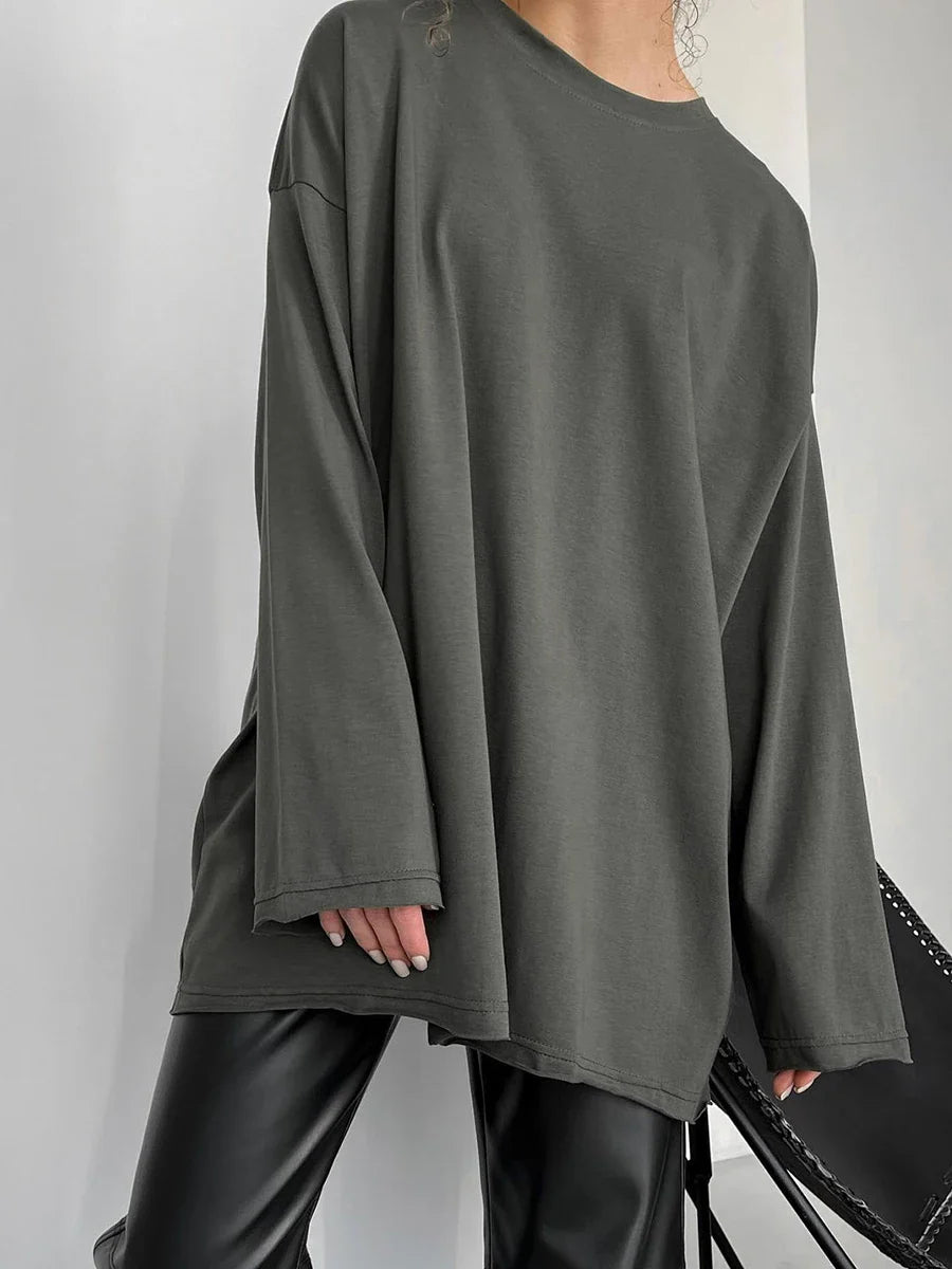 Luna | Damen Oversized Basic Pullover | Rosa