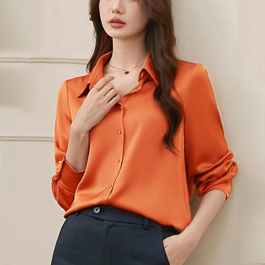 Livia | Elegant night blouse for women | Orange
