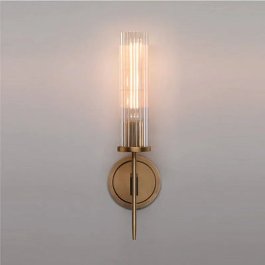 Aureo | Lampada da parete vintage in ottone dorato con vetro rigato | Oro