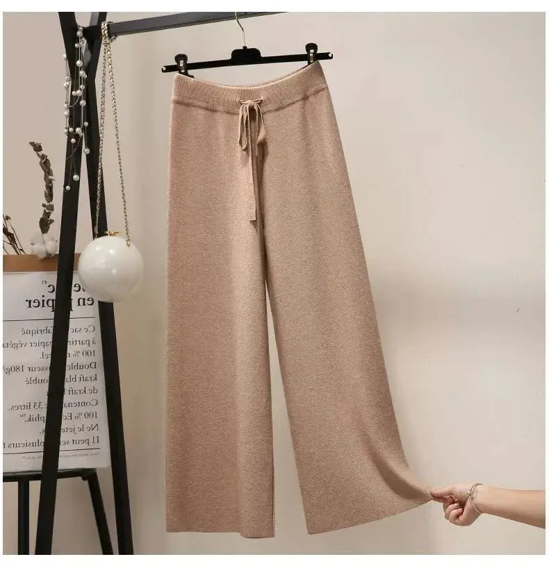 Francoforte | Pantaloni Oversize Lavorati a Maglia da Donna | Nero