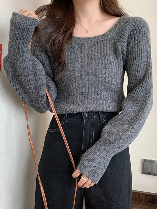Livia | Maglione Oversize da Donna con Maniche a Sbuffo | Grigio