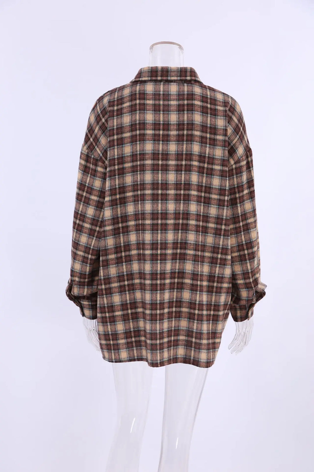 Sienna | Women's Oversized Checked Blouse with Button Closure | Brown