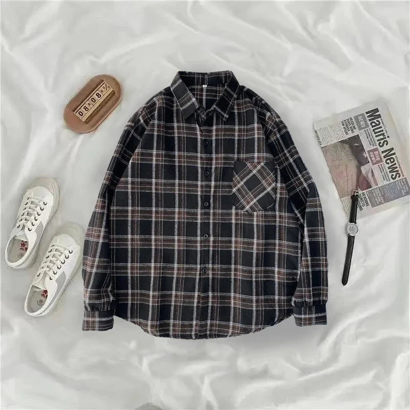 Munich | Women's Oversized Checked Shirt | Khaki