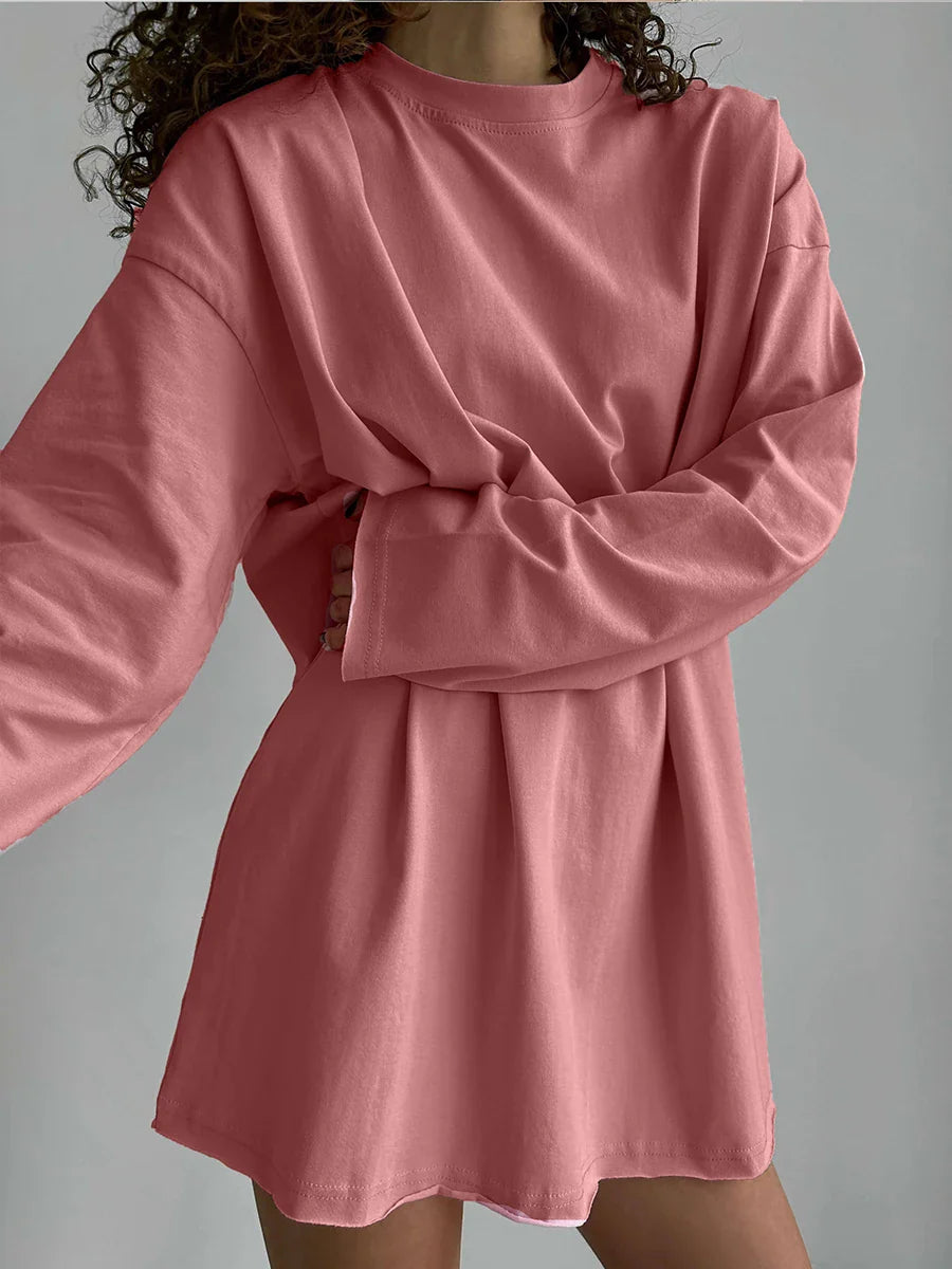 Luna | Damen Oversized Basic Pullover | Rosa