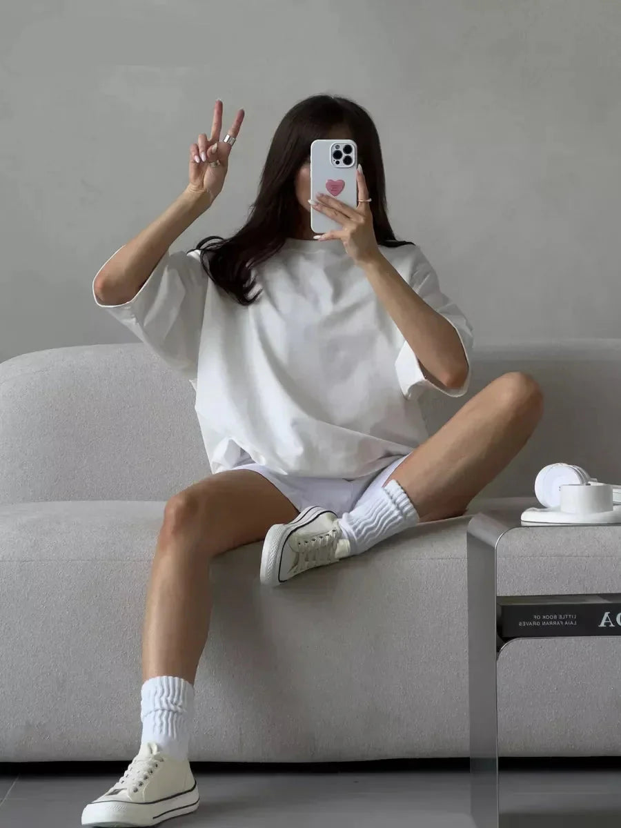 Mira | Women's Oversized Basic T-Shirt | White