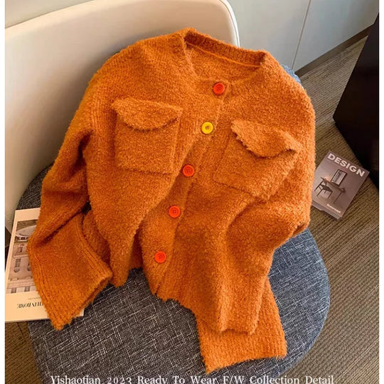 Marisa | Knitted women's sweater with long sleeves | Orange
