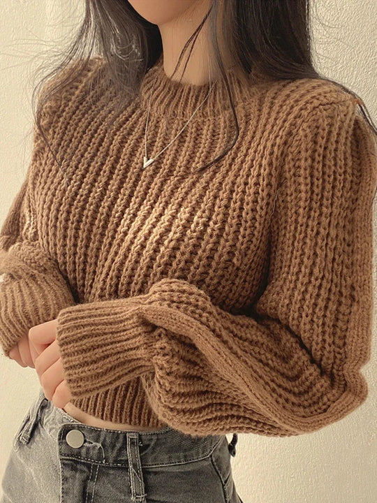 Selina | Women's Oversized Knitted Sweater with Lantern Sleeves | Black
