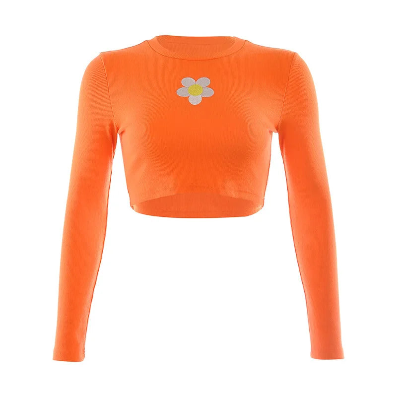 Fenna | Casual knitted top with long sleeves for women | Orange