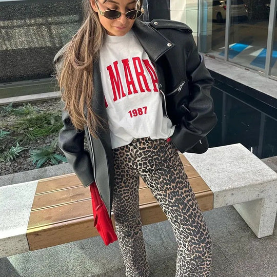 Mila - Trendige Hose mit Leopardenmuster