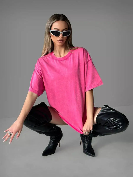 Raya | Dames Oversized Vintage T-Shirt | Donkergroen