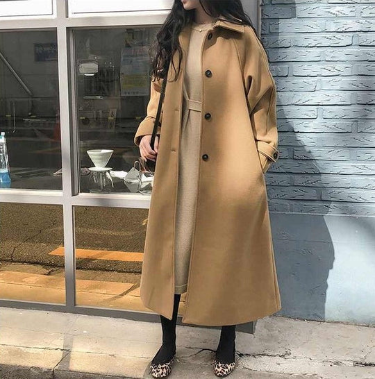 Selena | Damen Lange Elegante Winterjacke | Sandbeige