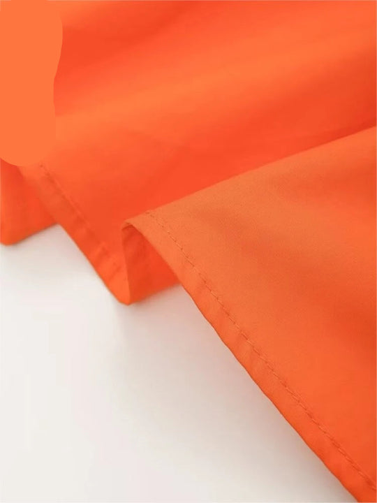 Noa | Short summer dress with belt for women | Orange