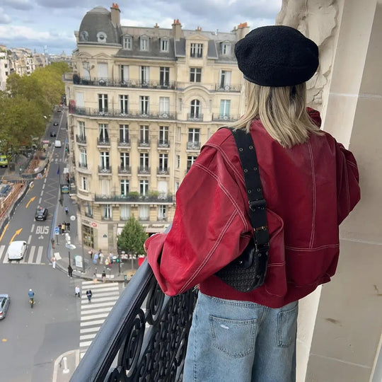 Jessy - Giacca oversize in pelle stile strada
