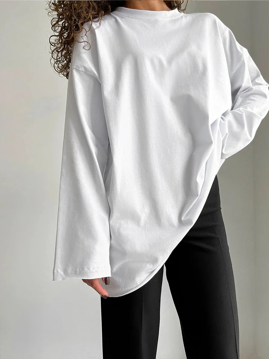 Luna | Damen Oversized Basic Pullover | Rosa