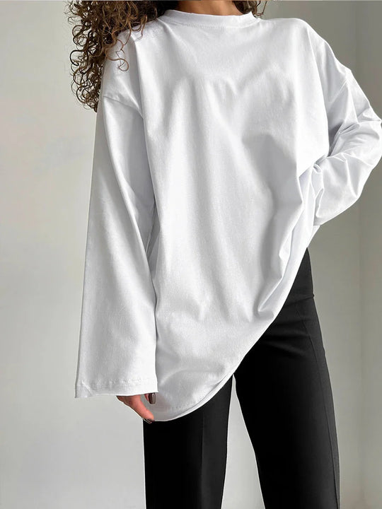 Luna | Damen Oversized Basic Pullover | Rosa