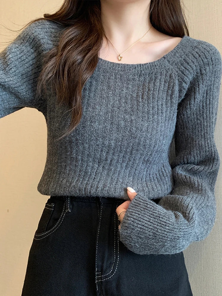 Livia | Maglione Oversize da Donna con Maniche a Sbuffo | Grigio