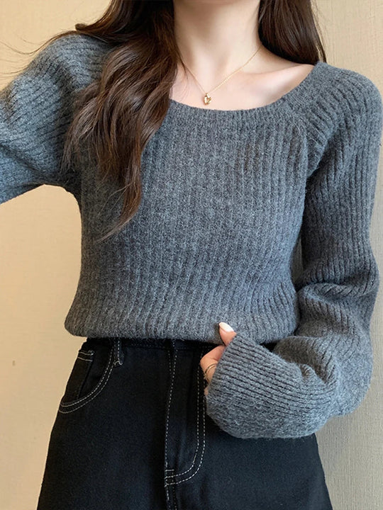 Livia | Maglione Oversize da Donna con Maniche a Sbuffo | Grigio