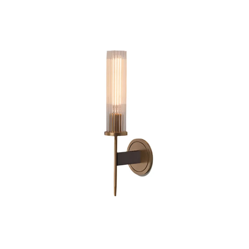 Aureo | Lampada da parete vintage in ottone dorato con vetro rigato | Oro