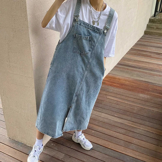 Lina | Women's Oversized Denim Pinafore Dress | Light Blue