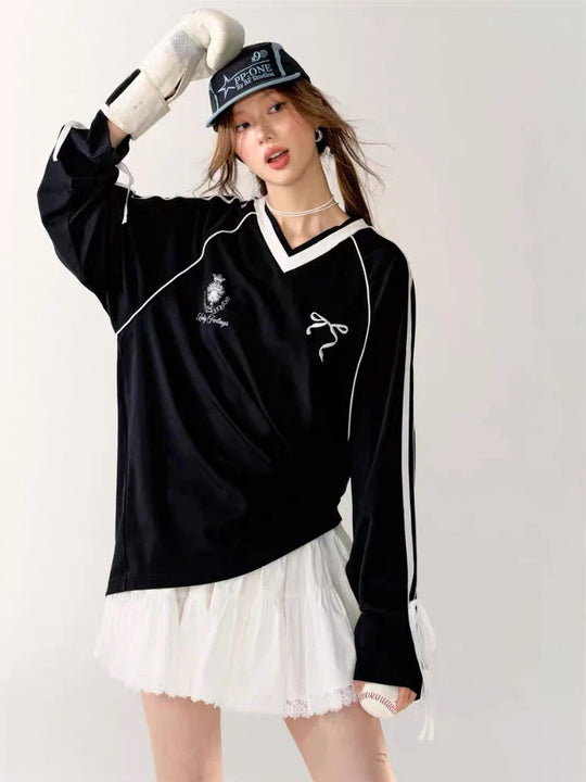 Vera | Dames Oversized Vintage Jersey | Zwart