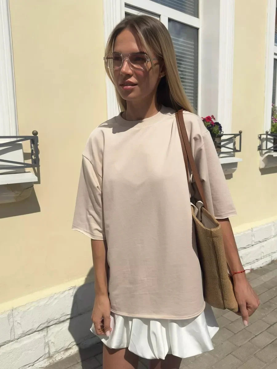 Mira | Women's Oversized Basic T-Shirt | White
