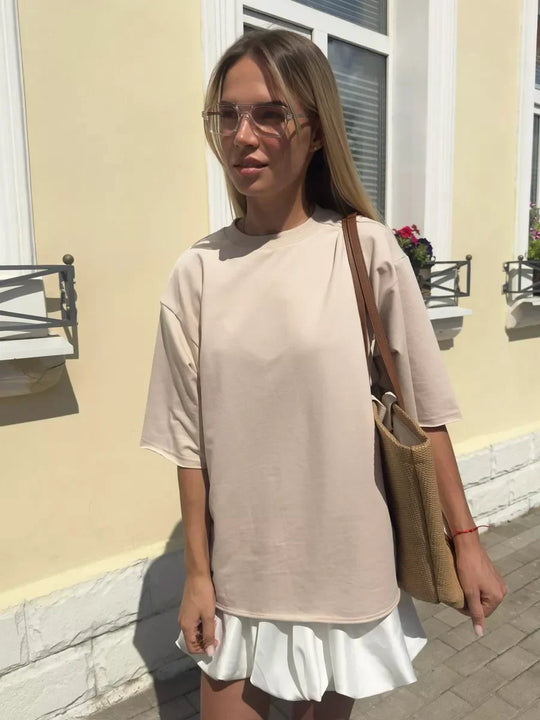 Mira | Women's Oversized Basic T-Shirt | White