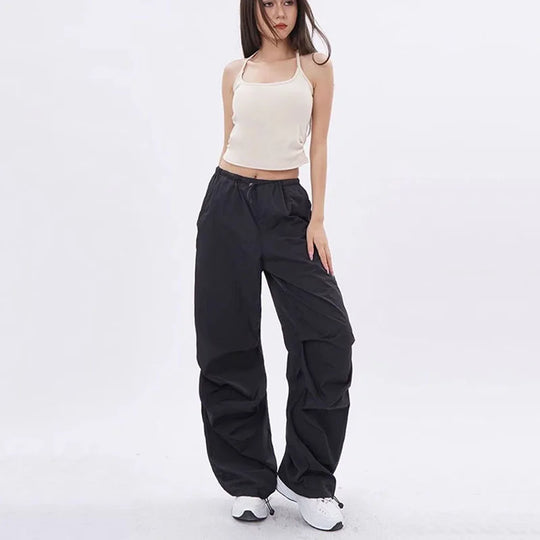 Lenzburg | Women's Oversized Parachute Pants | Black
