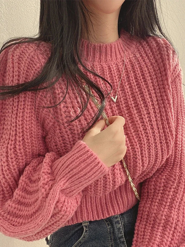 Selina | Women's Oversized Knitted Sweater with Lantern Sleeves | Black