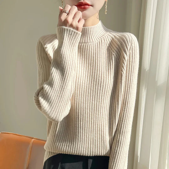 Rania | Women's Oversized Turtleneck Sweater with Long Sleeves | Red
