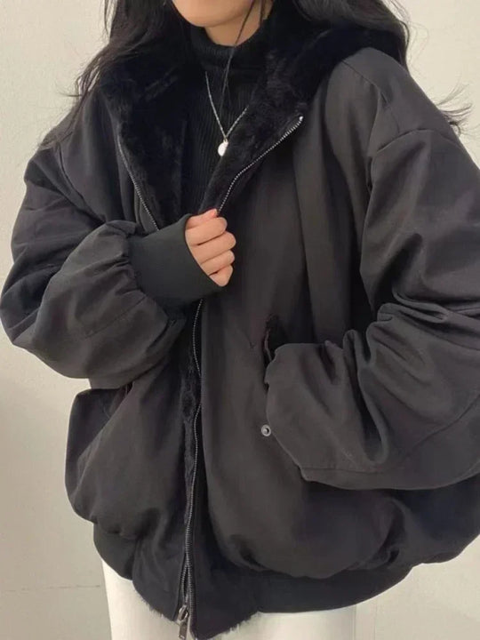 Noa | Women's Oversized Winter Coat with Hood | Black