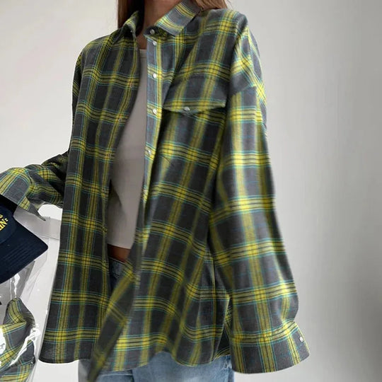Leipzig | Damen Oversized Kariertes Hemd | Grün