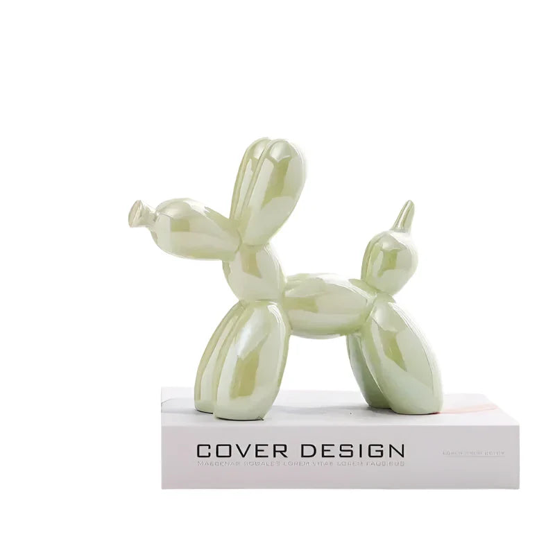 Ballo | Scultura di cane pallone in ceramica bianca | Bianco