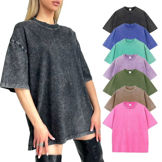 Raya | Dames Oversized Vintage T-Shirt | Donkergroen