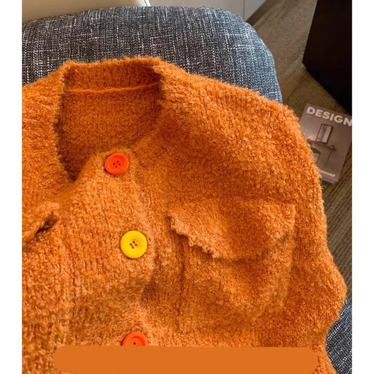 Marisa | Knitted women's sweater with long sleeves | Orange
