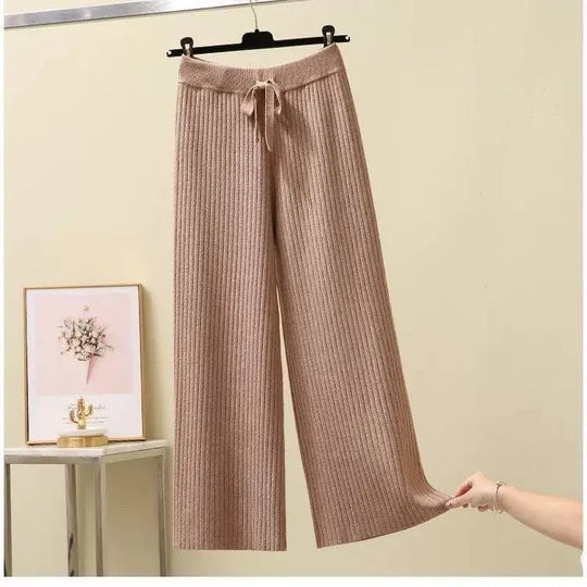 Francoforte | Pantaloni Oversize Lavorati a Maglia da Donna | Nero