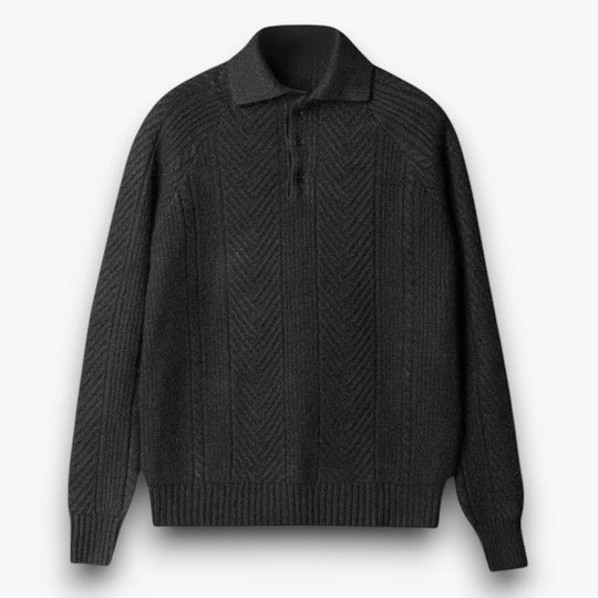 Perfecte combinatie van een poloshirt en een warme trui.