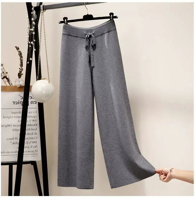 Francoforte | Pantaloni Oversize Lavorati a Maglia da Donna | Nero