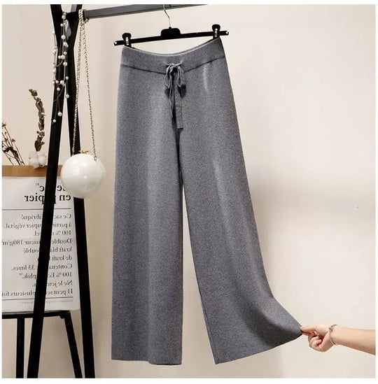 Francoforte | Pantaloni Oversize Lavorati a Maglia da Donna | Nero