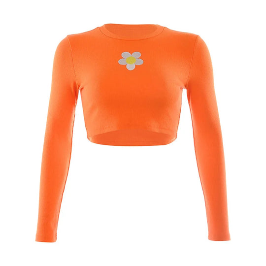 Fenna | Casual knitted top with long sleeves for women | Orange