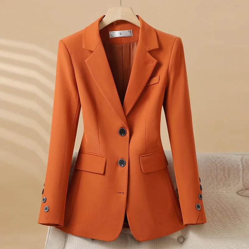 Elvira | Single-row blazer with long sleeves | Orange