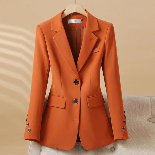 Elvira | Single-row blazer with long sleeves | Orange