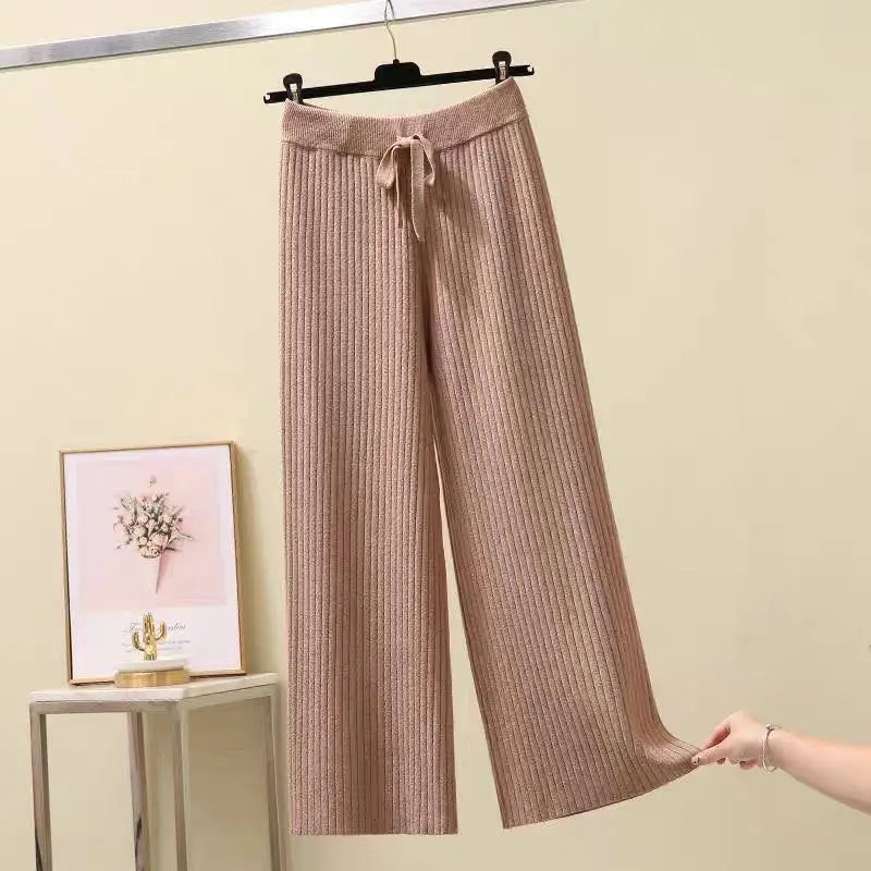 Francoforte | Pantaloni Oversize Lavorati a Maglia da Donna | Nero