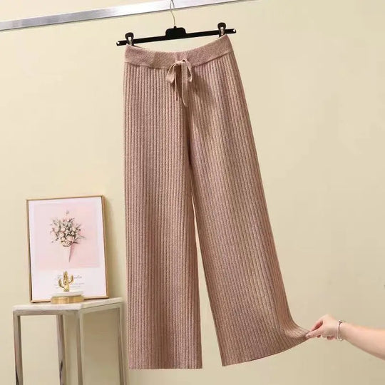 Francoforte | Pantaloni Oversize Lavorati a Maglia da Donna | Nero