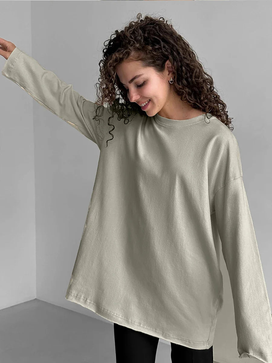 Luna | Damen Oversized Basic Pullover | Rosa