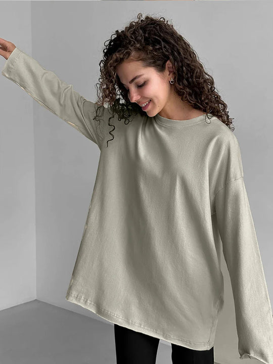 Luna | Damen Oversized Basic Pullover | Rosa