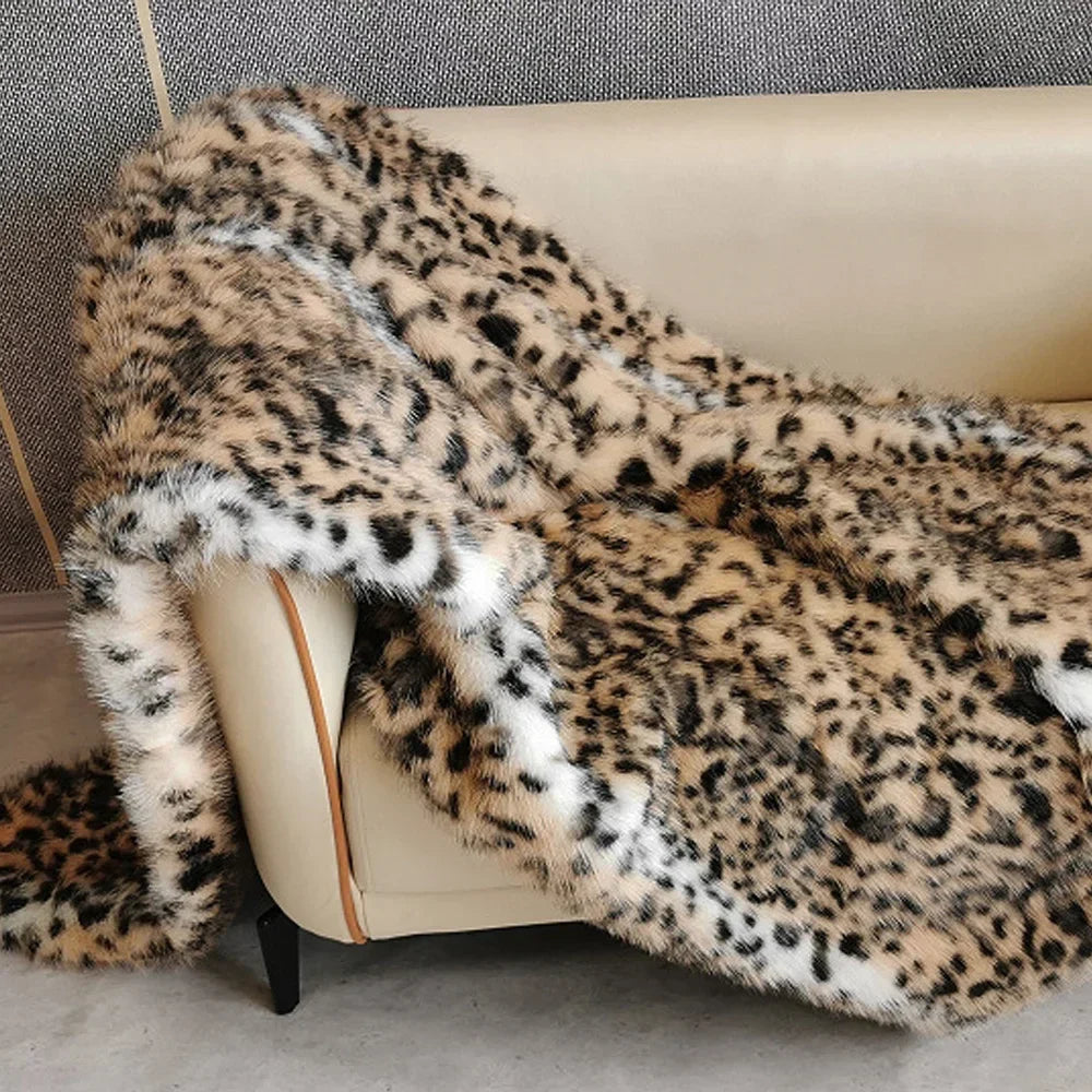 Leona | Coperta finta pelliccia leopardata doppio strato dorata | Oro