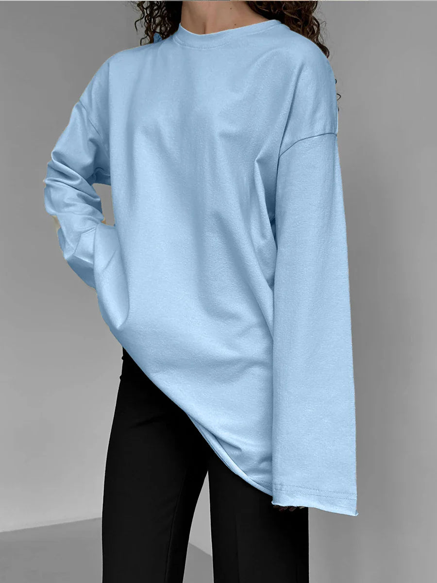 Luna | Damen Oversized Basic Pullover | Rosa