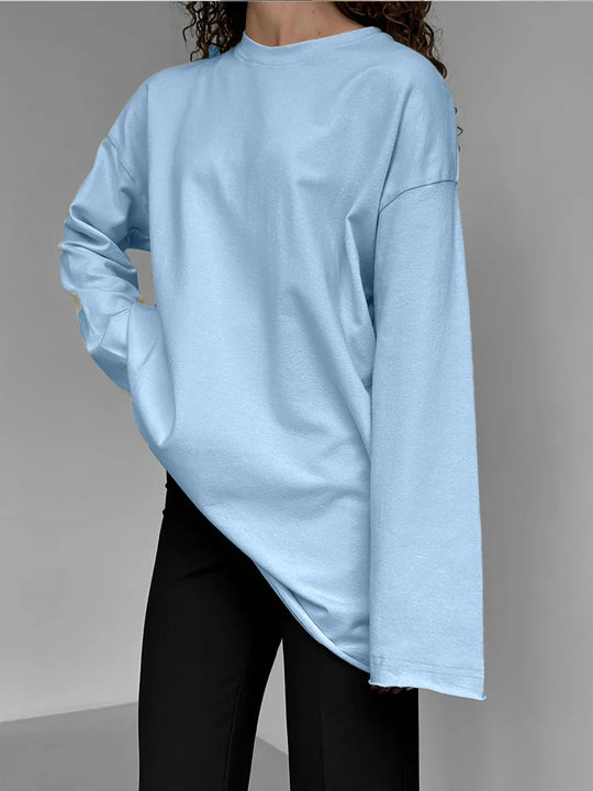 Luna | Damen Oversized Basic Pullover | Rosa