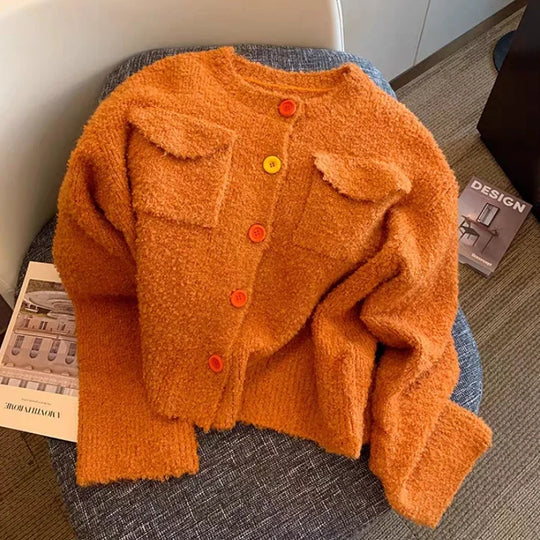 Marisa | Knitted women's sweater with long sleeves | Orange